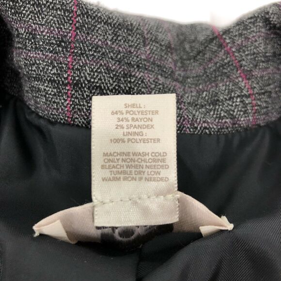 LOFT Jacket Womens Size 2 Ruffle Collar Grey 3/4 Sleeves 2 Button Lined Blazer - Picture 11 of 11